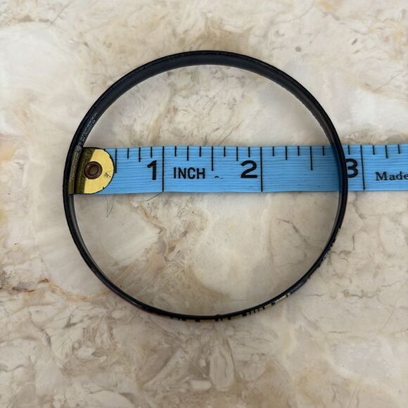 Vintage Steinbock Austria Red Black Enamel 24KT Gold Inlay Bangle Bracelet - Picture 9 of 11